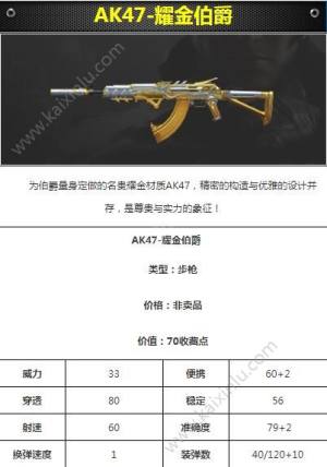 CF手游AK47-耀金伯爵怎么获得呢 AK47-耀金伯爵属性一览图片1